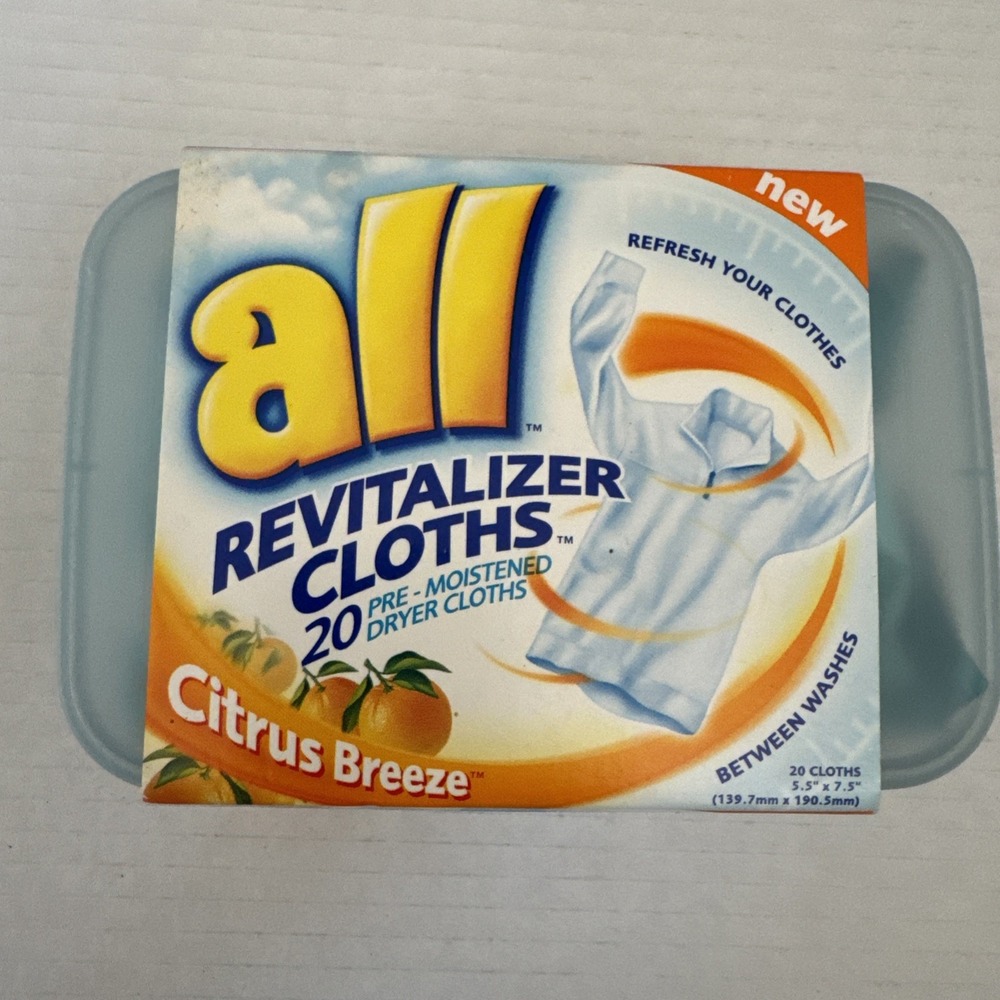 ALL Revitalizer Cloths 20 Pre-Moistened Dryer Cloths Citrus Breeze Scent